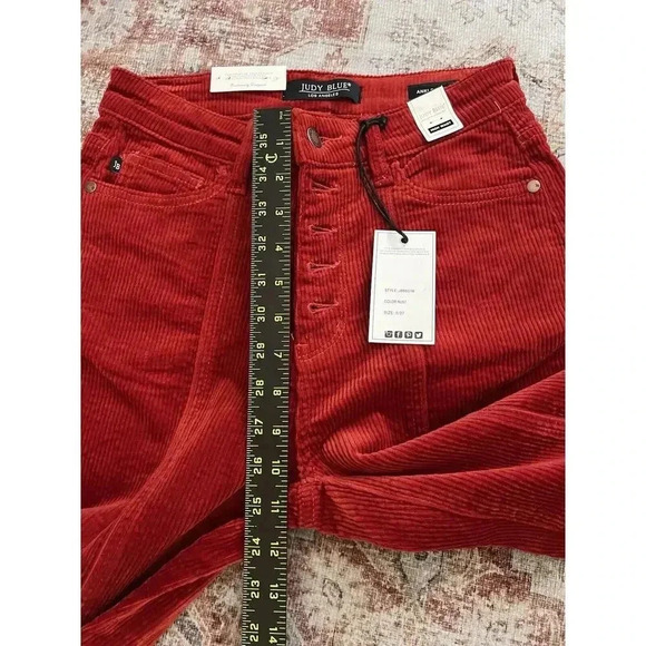 Judy Blue Ankle Straight Corduroy High Waist Pants Womens Size 27 Rust Red NWT - Picture 10 of 13